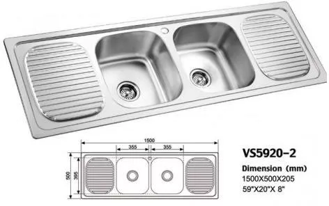 KITCHEN SINK DOUBLE BOWLS DOUBLE TRAYS HEAVY DUTY